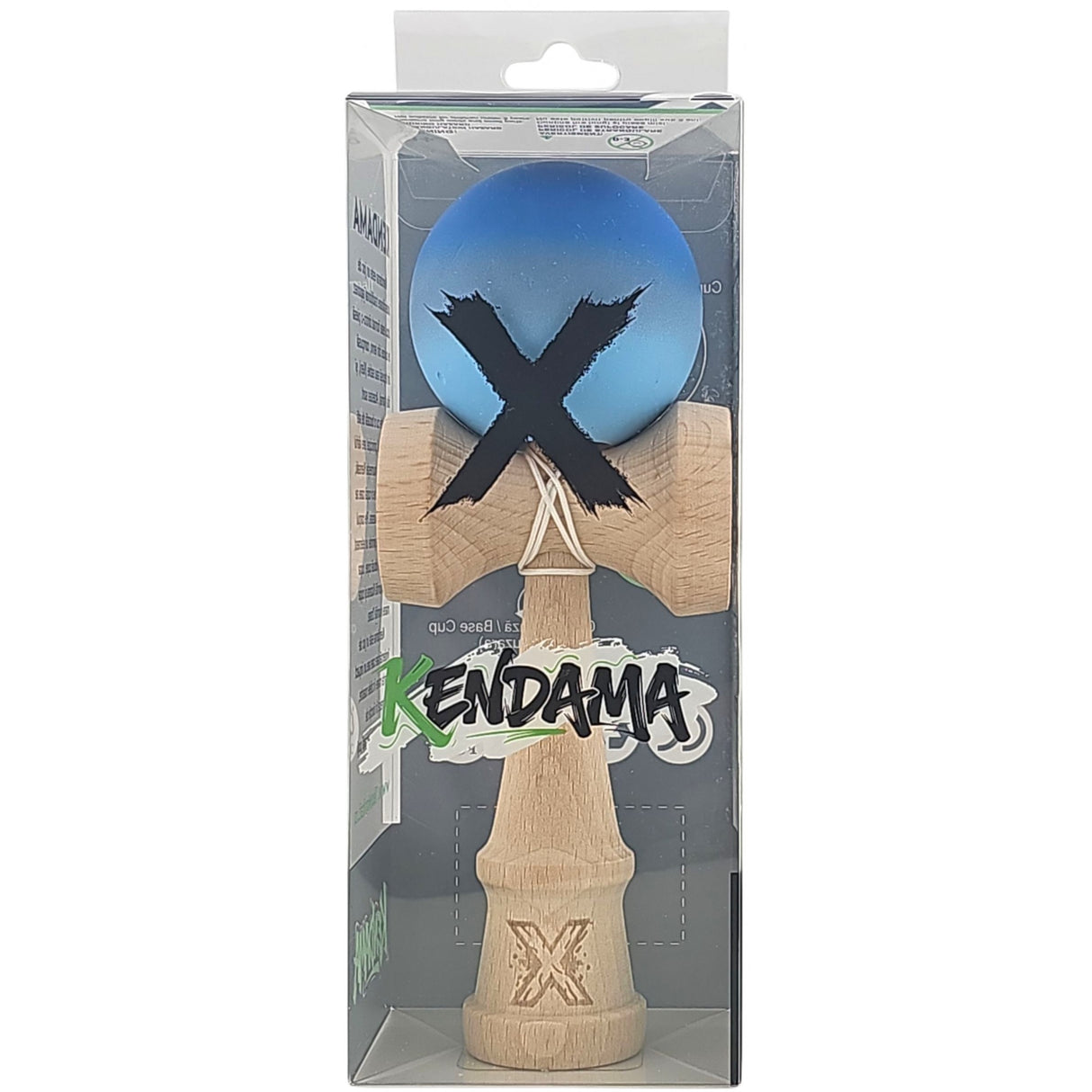 Kendama X Originala, Profesionala, Flippy, din Lemn, Rubber Grip, 18 cm, Albastru/Alb - vivimall.ro