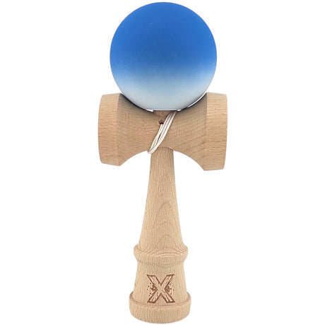 Kendama X Originala, Profesionala, Vivimall, din Lemn, Rubber Grip, 18 cm, Albastru/Alb - vivimall.ro