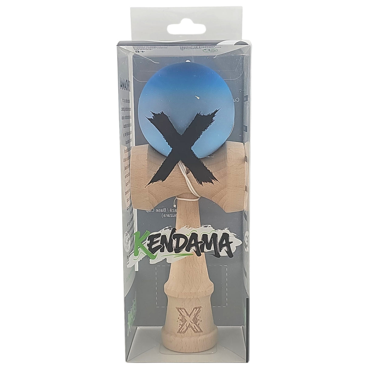Kendama X Originala, Profesionala, Vivimall, din Lemn, Rubber Grip, 18 cm, Albastru/Gri/Bleu - vivimall.ro