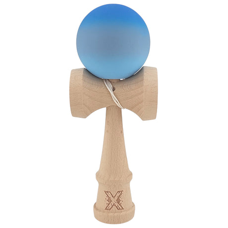 Kendama X Originala, Profesionala, Vivimall, din Lemn, Rubber Grip, 18 cm, Albastru/Gri/Bleu - vivimall.ro