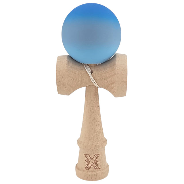 Kendama X Originala, Profesionala, Vivimall, din Lemn, Rubber Grip, 18 cm, Albastru/Gri/Bleu - vivimall.ro