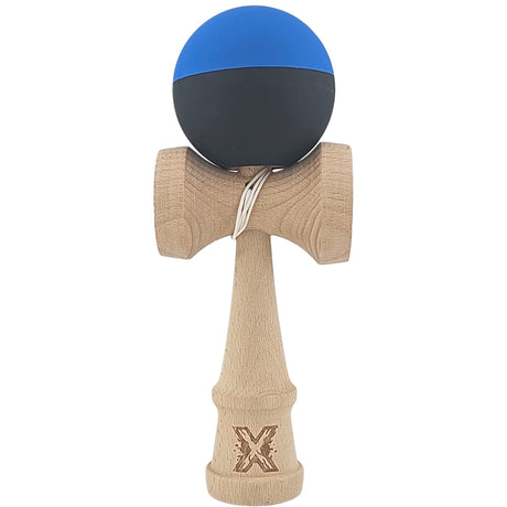 Kendama X Originala, Profesionala, Flippy, din Lemn, Rubber Grip, 18 cm, Albastru/Negru - vivimall.ro