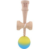 Kendama X Originala, Profesionala, Flippy, 18 cm, Profesionala, +9 Ani, din Lemn, Gradient Galben/Albastru - vivimall.ro