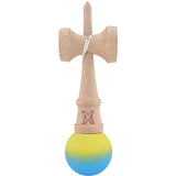 Kendama X Originala, Profesionala, Flippy, 18 cm, Profesionala, +9 Ani, din Lemn, Gradient Galben/Albastru - vivimall.ro