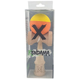Kendama X Originala, Profesionala, Vivimall, din Lemn, Rubber Grip, 18 cm, Galben/Portocaliu - vivimall.ro