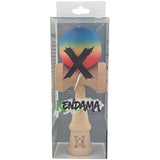 Kendama X Originala, Profesionala, Vivimall, din Lemn, Rubber Grip, 18 cm, Gradient Albastru/Galben/Rosu - vivimall.ro