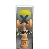 Kendama X Originala, Profesionala, Vivimall, din Lemn, Rubber Grip, 18 cm, Gradient Galben/Albastru/Verde - vivimall.ro