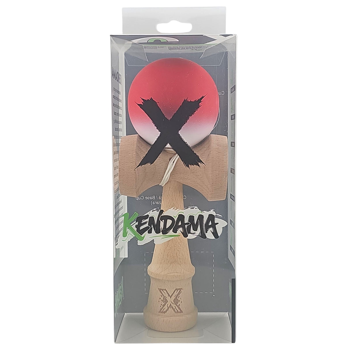 Kendama X Originala, Profesionala, Vivimall, din Lemn, Rubber Grip, 18 cm, Gradient Rosu/Alb - vivimall.ro