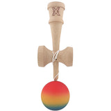 Kendama X Originala, Profesionala, Flippy, din Lemn, Rubber Grip, 18 cm,Rosu/Galben/Albastru - vivimall.ro