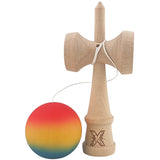 Kendama X Originala, Profesionala, Flippy, din Lemn, Rubber Grip, 18 cm,Rosu/Galben/Albastru - vivimall.ro
