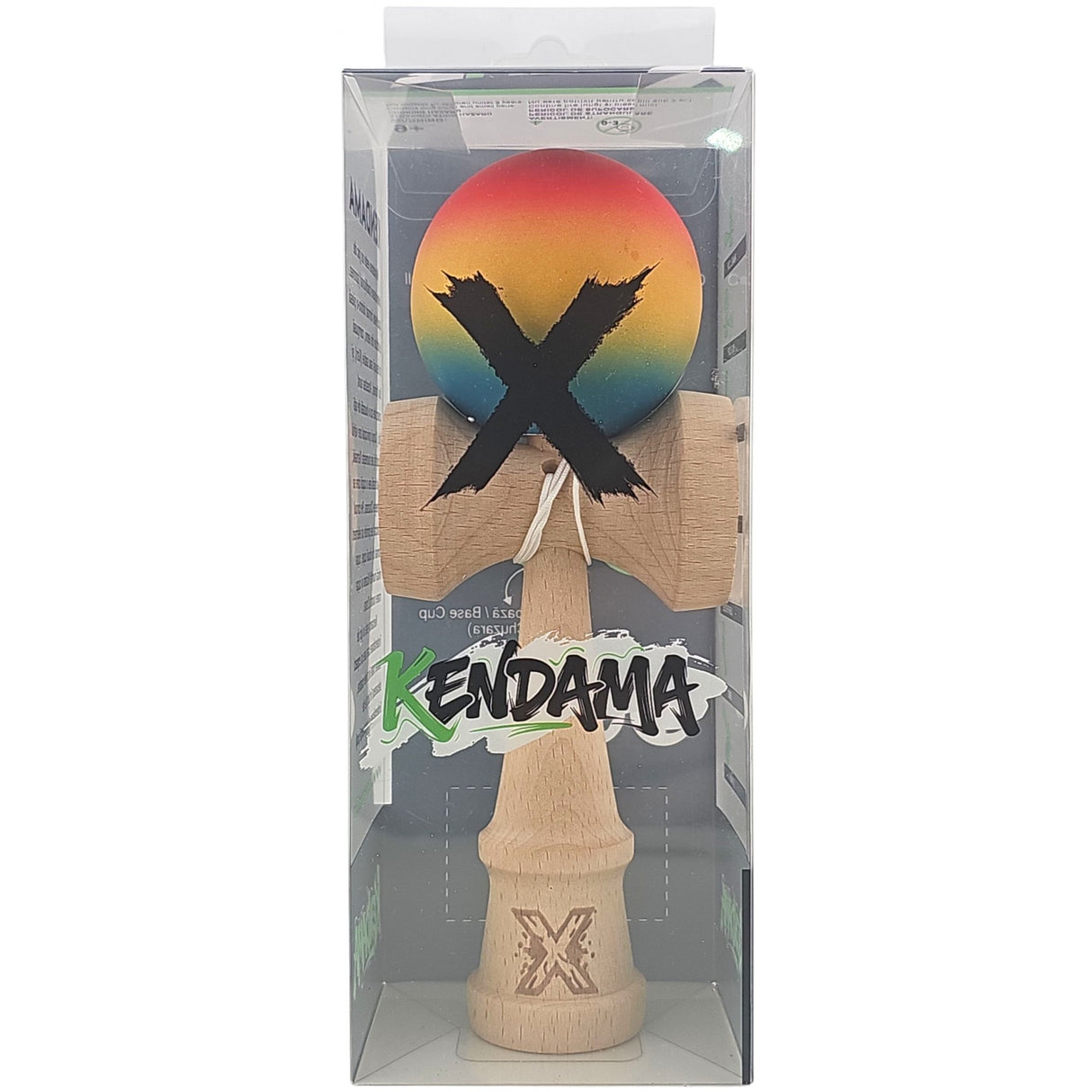 Kendama X Originala, Profesionala, Flippy, din Lemn, Rubber Grip, 18 cm,Rosu/Galben/Albastru - vivimall.ro