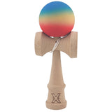 Kendama X Originala, Profesionala, Vivimall, din Lemn, Rubber Grip, 18 cm, Rosu/Galben/Albastru - vivimall.ro