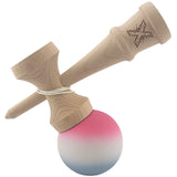 Kendama X Originala, Profesionala, Vivimall, din Lemn, Rubber Grip, 18 cm, Roz/Alb/Gri - vivimall.ro