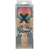 Kendama X Originala, Profesionala, Flippy, din Lemn, Rubber Grip, 18 cm, Roz/Galben/Albastru - vivimall.ro