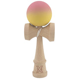 Kendama X Originala, Profesionala, Vivimall, din Lemn, Rubber Grip, 18 cm, Roz/Galben - vivimall.ro