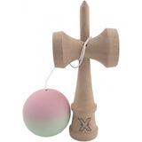 Kendama X Originala, Profesionala, Vivimall, din Lemn, Rubber Grip, 18 cm, Roz/Verde - vivimall.ro