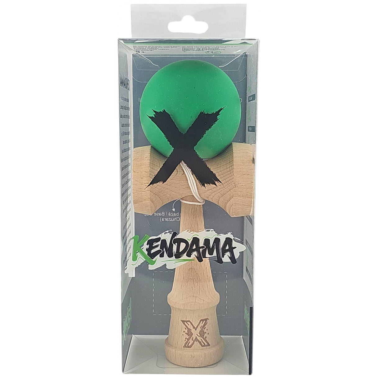 Kendama X Originala, Profesionala,  Flippy, din lemn, Rubber Grip, 18 cm, Verde - vivimall.ro