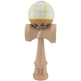 Kendama X Originala, Profesionala, Vivimall, din Lemn, Super Sticky, 18 cm, Alb/Galben/Rosu - vivimall.ro