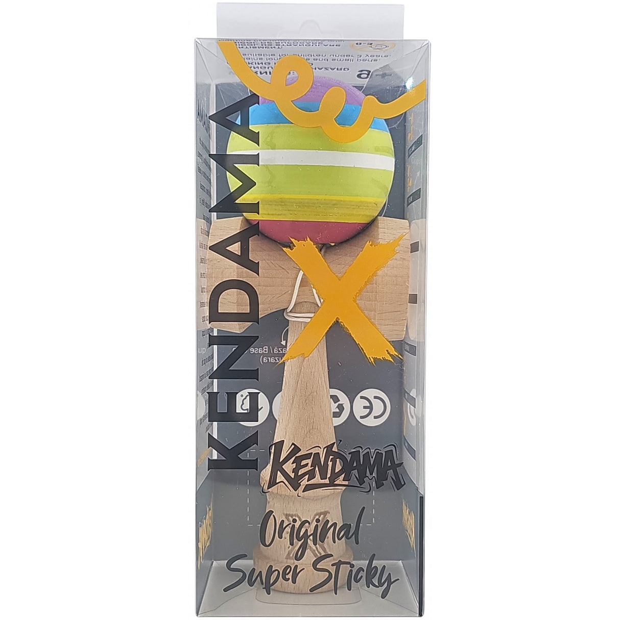 Kendama X Originala, Profesionala, Flippy, din Lemn, Super Sticky, 18 cm, Multicolor - vivimall.ro