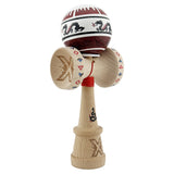 Kendama X Originala, Profesionala, Vivimall, DRAGON Series, Super Sticky cu Cupe Mari King Size V3, Rulment Metalic si Gaura in Baza, din Lemn 18 cm, Ata 55 cm, Alb/Rosu inchis - vivimall.ro