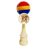 Kendama X Originala, Profesionala, Vivimall, Inaltime 52 cm, SUPER BIG cu Cupe KING SIZE, Bila Super Sticky, Diametrul 17 cm, din Lemn, Multicolor - vivimall.ro