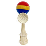 Kendama X Originala, Profesionala, Vivimall, Inaltime 52 cm, SUPER BIG cu Cupe KING SIZE, Bila Super Sticky, Diametrul 17 cm, din Lemn, Multicolor - vivimall.ro