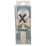 Kendama X Originala, Profesionala, Flippy, Kendama Cracked, din Lemn – 18 cm, Alb/Galben - vivimall.ro