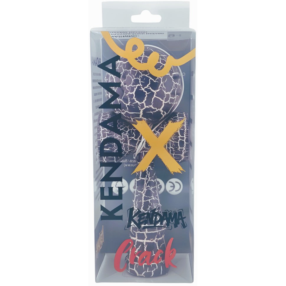 Kendama X Originala, Profesionala, Flippy, Kendama Cracked, din Lemn – 18 cm, Crack Albastru inchis/Gri - vivimall.ro