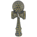 Kendama X Originala, Profesionala, Flippy, Kendama Cracked, din Lemn – 18 cm, Crack Negru/Galben - vivimall.ro