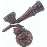 Kendama X Originala, Profesionala, Flippy, Kendama Cracked, din Lemn – 18 cm, Crack Negru/Portocaliu - vivimall.ro