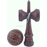 Kendama X Originala, Profesionala, Flippy, Kendama Cracked, din Lemn – 18 cm, Crack Negru/Portocaliu - vivimall.ro