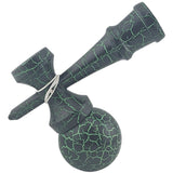 Kendama X Originala, Profesionala, Vivimall, Kendama Cracked, din Lemn – 18 cm, Crack Negru/Verde