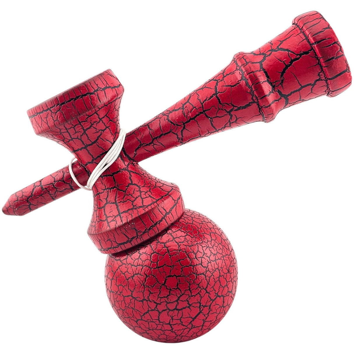 Kendama X Originala, Profesionala, Flippy, Kendama Cracked, din Lemn, 18 cm, Rosu/Negru - vivimall.ro