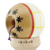 Kendama X Originala, Profesionala, Vivimall, Legendary Glob, Cupe Mari KING SIZE V3, Super Sticky, Gaura in Baza, Rulment Metalic, din lemn 18 cm, Ata 55 cm, Alb/Galben/Rosu - vivimall.ro