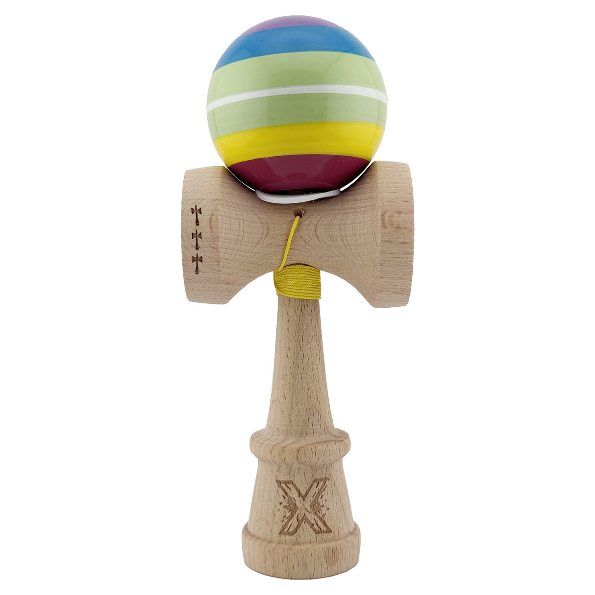 Kendama X Originala, Profesionala, Vivimall, Legendary Spectrum, Cupe Mari KING SIZE V3, Super Sticky, Gaura in Baza, Rulment Metalic, din lemn 18 cm, Ata 55 cm, Multicolor - vivimall.ro