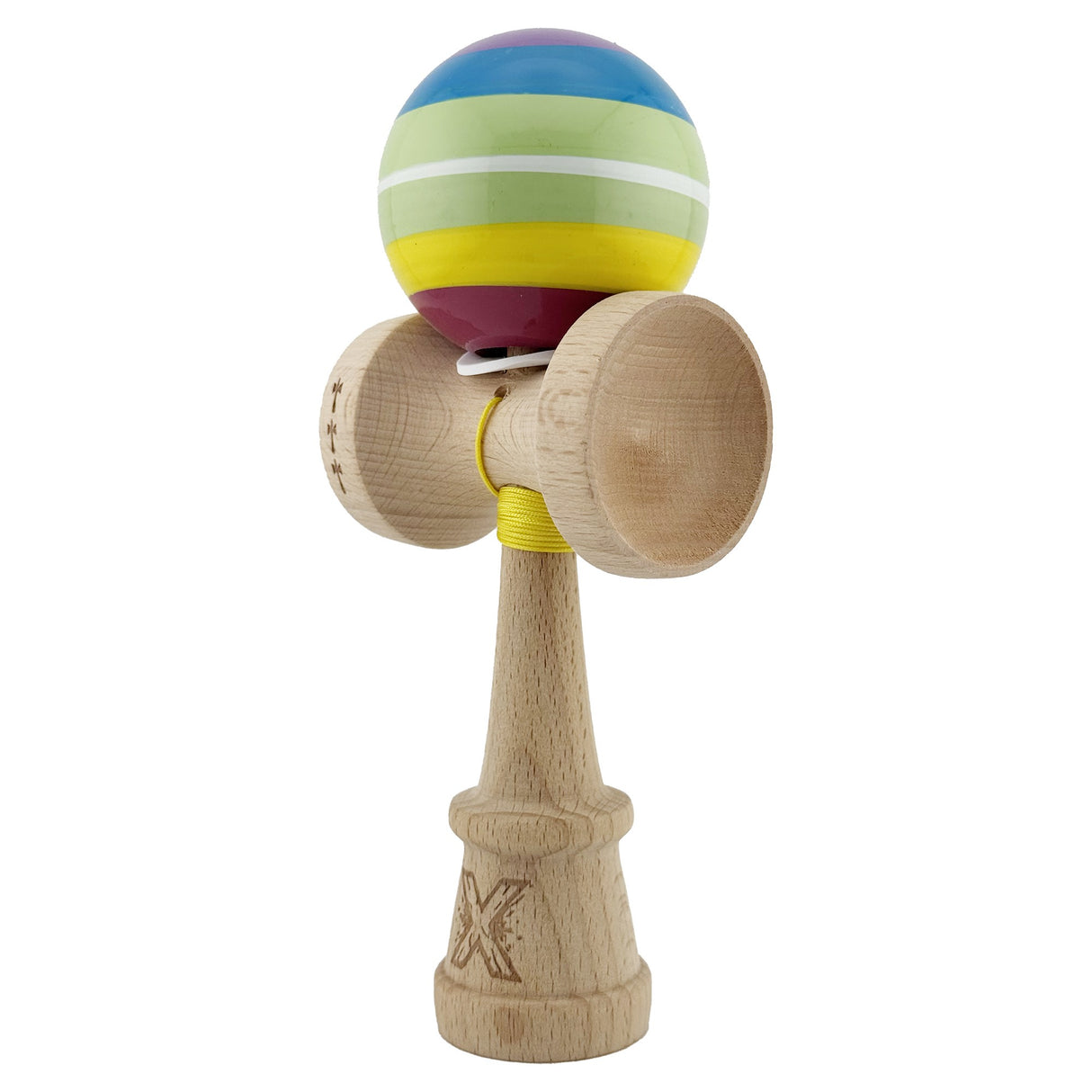 Kendama X Originala, Profesionala, Vivimall, Legendary Spectrum, Cupe Mari KING SIZE V3, Super Sticky, Gaura in Baza, Rulment Metalic, din lemn 18 cm, Ata 55 cm, Multicolor - vivimall.ro