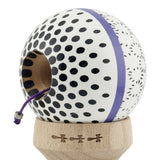 Kendama X Originala, Profesionala, Vivimall, RAINDROPS, Super Sticky cu Cupe Mari KING SIZE V3, Gaura in Baza, Rulment Metalic, din lemn 18 cm, Ata 62/65 cm, Alb/Albastru - vivimall.ro