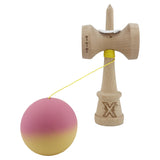 Kendama X Originala, Profesionala, Vivimall, Big Cups V3, Rubber Grip model Roz/Galben - vivimall.ro