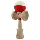 Kendama X Originala, Profesionala, Vivimall, Rubber Grip, Cupe Mari KING SIZE V3, Gaura in Baza, Rulment Metalic, din lemn 18 cm, Ata 55 cm, Bicolor Galben/Rosu - vivimall.ro