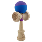 Kendama X Originala, Profesionala, Vivimall, Rubber Grip, Cupe Mari KING SIZE V3, Gaura in Baza, Rulment Metalic, din lemn 18 cm, Ata 55 cm, Bicolor Mov/Albastru - vivimall.ro