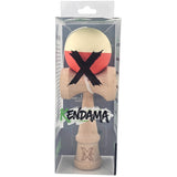 Kendama X Originala, Profesionala, Flippy, Rubber Grip, din Lemn, 18 cm, Galben deschis/Rosu - vivimall.ro
