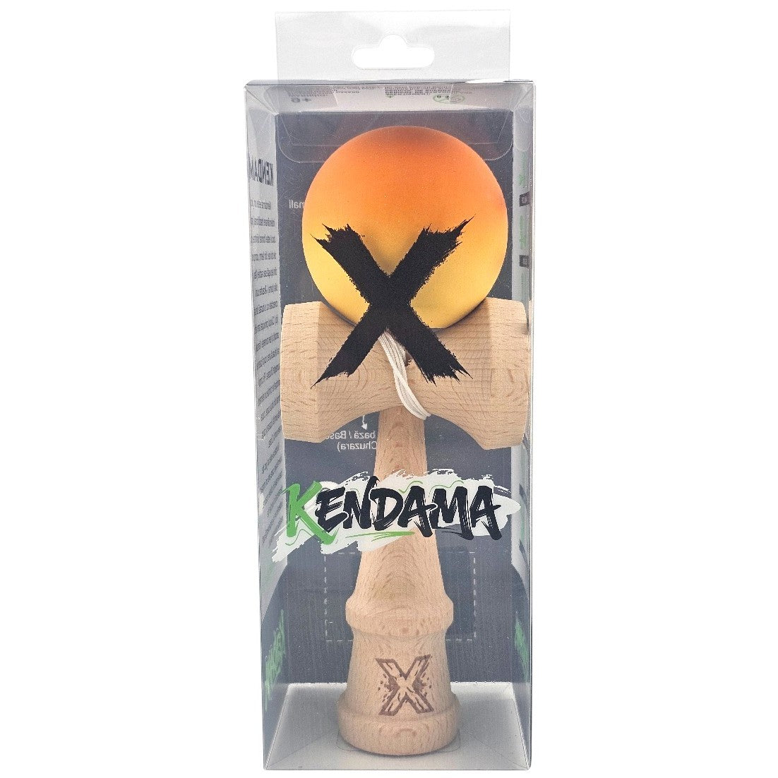Kendama X Originala, Profesionala, Flippy, Rubber Grip, din Lemn, 18 cm, Portocaliu/Galben - vivimall.ro