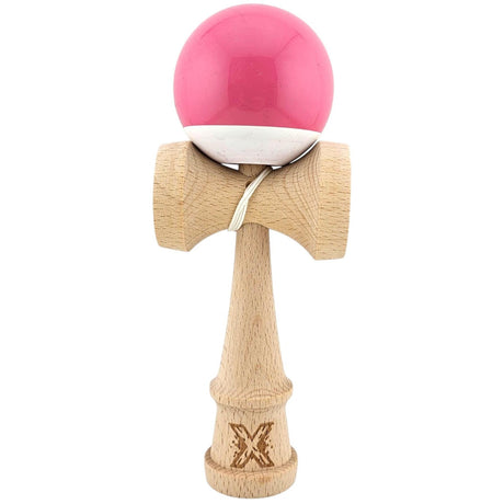 Kendama X Originala, Profesionala, Flippy, Rubber Grip, din Lemn, 18 cm,- Roz/Gri - vivimall.ro