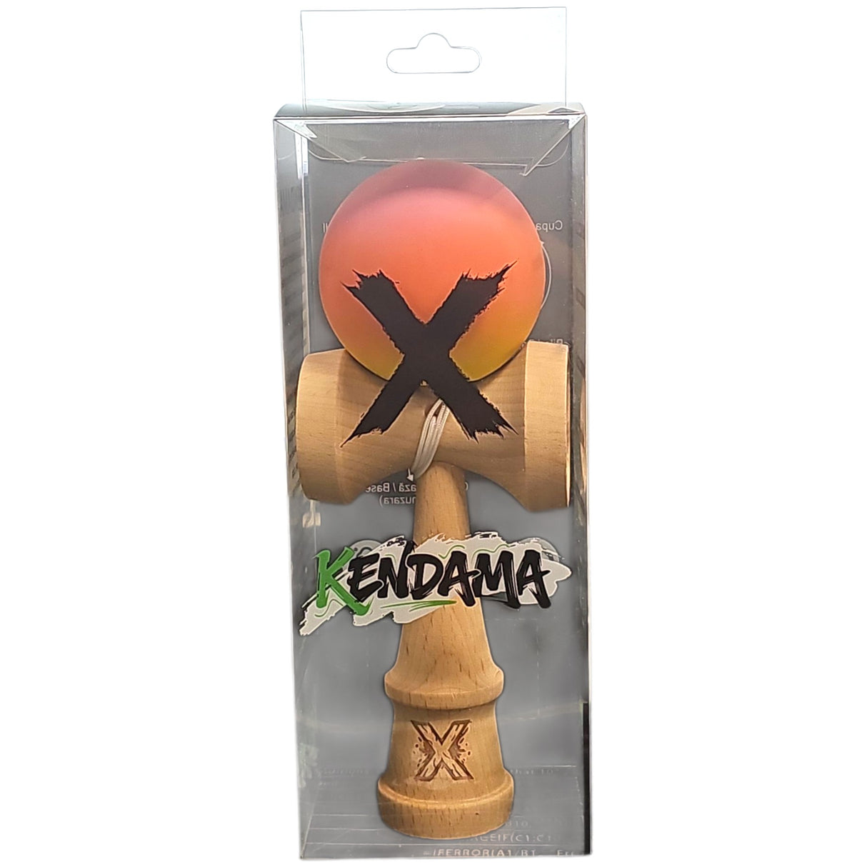 Kendama X Original, Професионална, Гумена дръжка, Дървена, 18 см, Розова/Оранжева/Жълта
