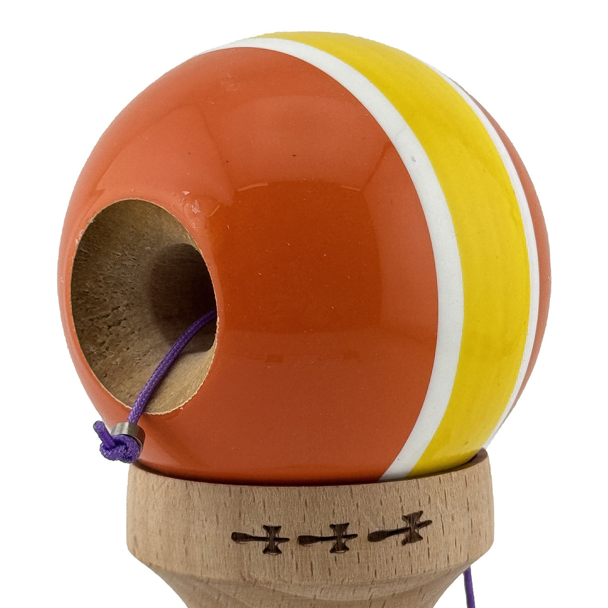 Kendama X Originala, Profesionala, Vivimall, Big Cups V2, Super Sticky Legendary Cupe Mari, Rulment Metalic cu Ata 55 cm, Portocaliu/Galben/Alb - vivimall.ro