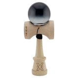 Kendama X Originala, Profesionala, Vivimall, Super Sticky cu Cupe Mari KING SIZE V3, Gaura in Baza, Rulment Metalic, din lemn 18 cm, Ata 62/65 cm, Gradient Negru/Alb - vivimall.ro