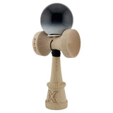 Kendama X Originala, Profesionala, Vivimall, Super Sticky cu Cupe Mari KING SIZE V3, Gaura in Baza, Rulment Metalic, din lemn 18 cm, Ata 62/65 cm, Gradient Negru/Alb - vivimall.ro