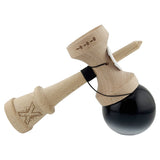 Kendama X Originala, Profesionala, Vivimall, Super Sticky cu Cupe Mari KING SIZE V3, Gaura in Baza, Rulment Metalic, din lemn 18 cm, Ata 62/65 cm, Gradient Negru/Alb - vivimall.ro