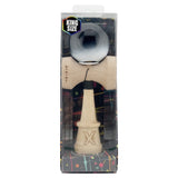 Kendama X Originala, Profesionala, Vivimall, Super Sticky cu Cupe Mari KING SIZE V3, Gaura in Baza, Rulment Metalic, din lemn 18 cm, Ata 62/65 cm, Gradient Negru/Alb - vivimall.ro