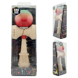 Kendama X Originala, Profesionala, Flippy, Super Sticky cu Cupe Mari KING SIZE V3, Gaura in Baza, Rulment Metalic, din lemn 18 cm, Ata 62/65 cm, Gradient Verde/Portocaliu/Rosu - vivimall.ro